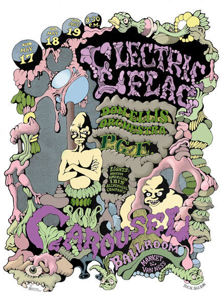 Carousel Ballroom Concert Poster by Rick Shubb Electric Flag / Don Ellis Orchestra / PG&E