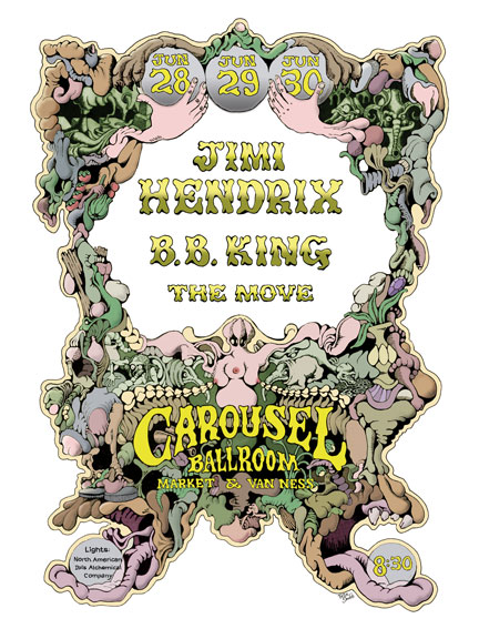 Carousel Ballroom Poster by Rick Shubb Jimi Hendrix / B.B. King / The Move