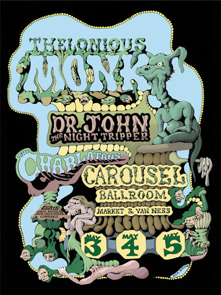 Carousel Ballroom Poster by Rick Shubb Theloniuos Monk / Dr. John the Night Tripper / The Charlatans